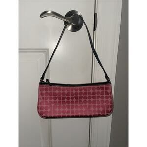 Kate Spade Y2K Pia Dot Noel Signature Back Canvas/Leather Baguette‎ Handbag Pink